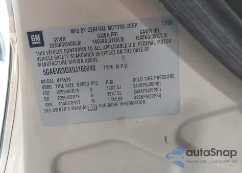 2009 Buick Enclave Cxl из США, поврежденный, VIN 5GAEV23DX9J169940